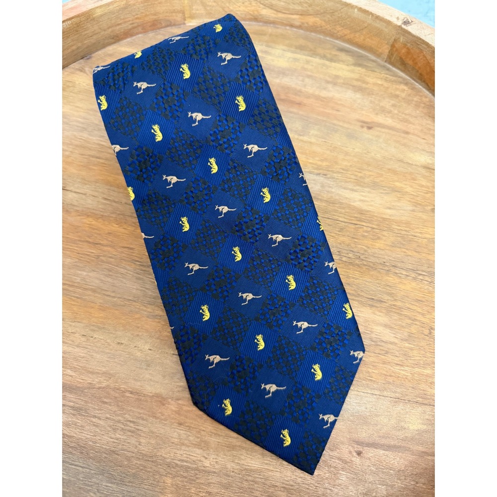 Bright Australia SY Atong Co Necktie One Size Blue‎ Kangaroo Koala SilkTie